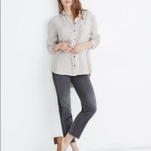 Madewell Flannel Sunday Shirt in Creeland Stripe Sz XXS